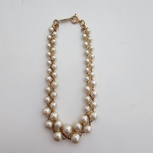 Napier‎ gold tone faux pearl bracelet 7.5 inches